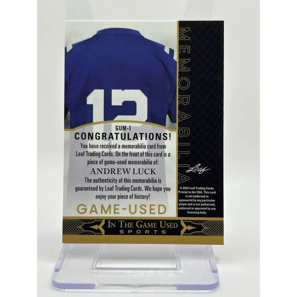 2024 Leaf In The Game Used Andrew Luck Jersey Patch 35/60 SP Indianapolis Colts